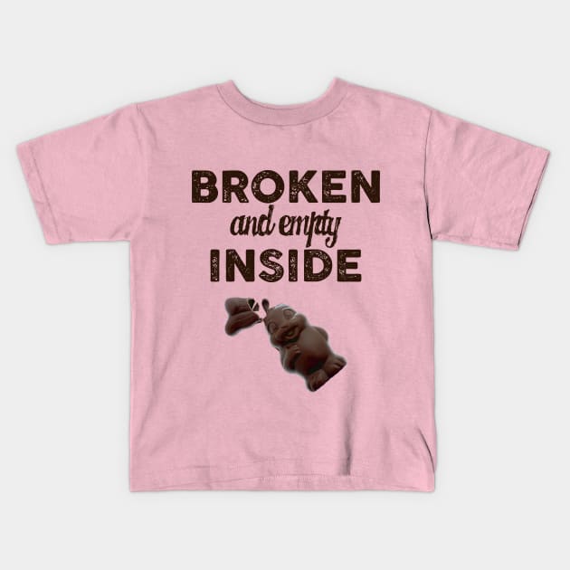 Chocolate Easter Bunny Broken and Empty Inside Kids T-Shirt by FuzzMonkey